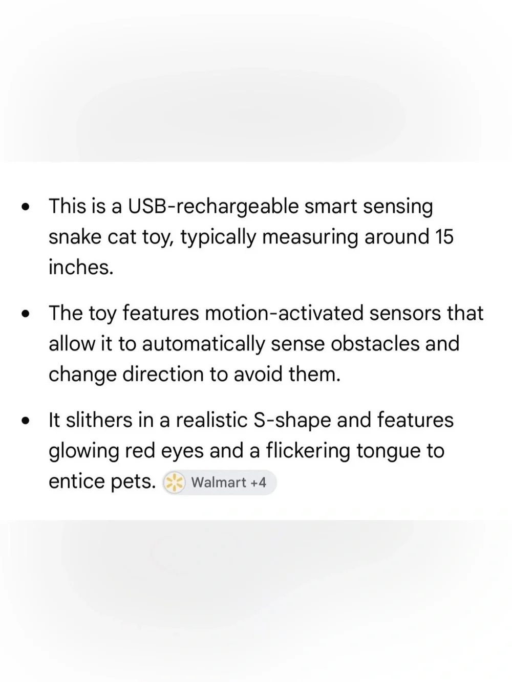 Smart Sensing Interactive Snake Cat Toy Automatic Obstacle Avoidance USB Charge